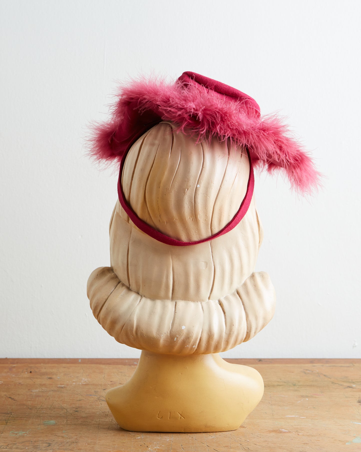 1940s Hot Pink Feathered Tilt Hat