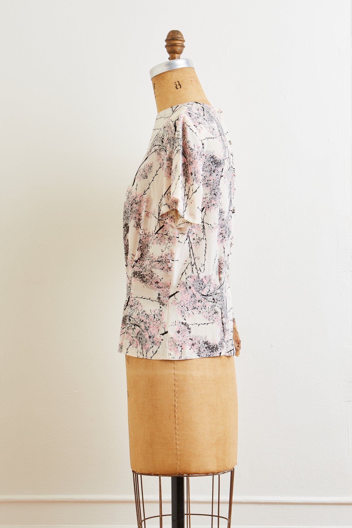 1940s Dorothy Korby Cherry Blossom Print Blouse