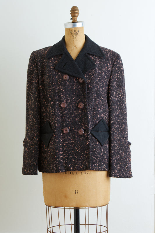 1950s Peach Fleck Double Breasted Jacket