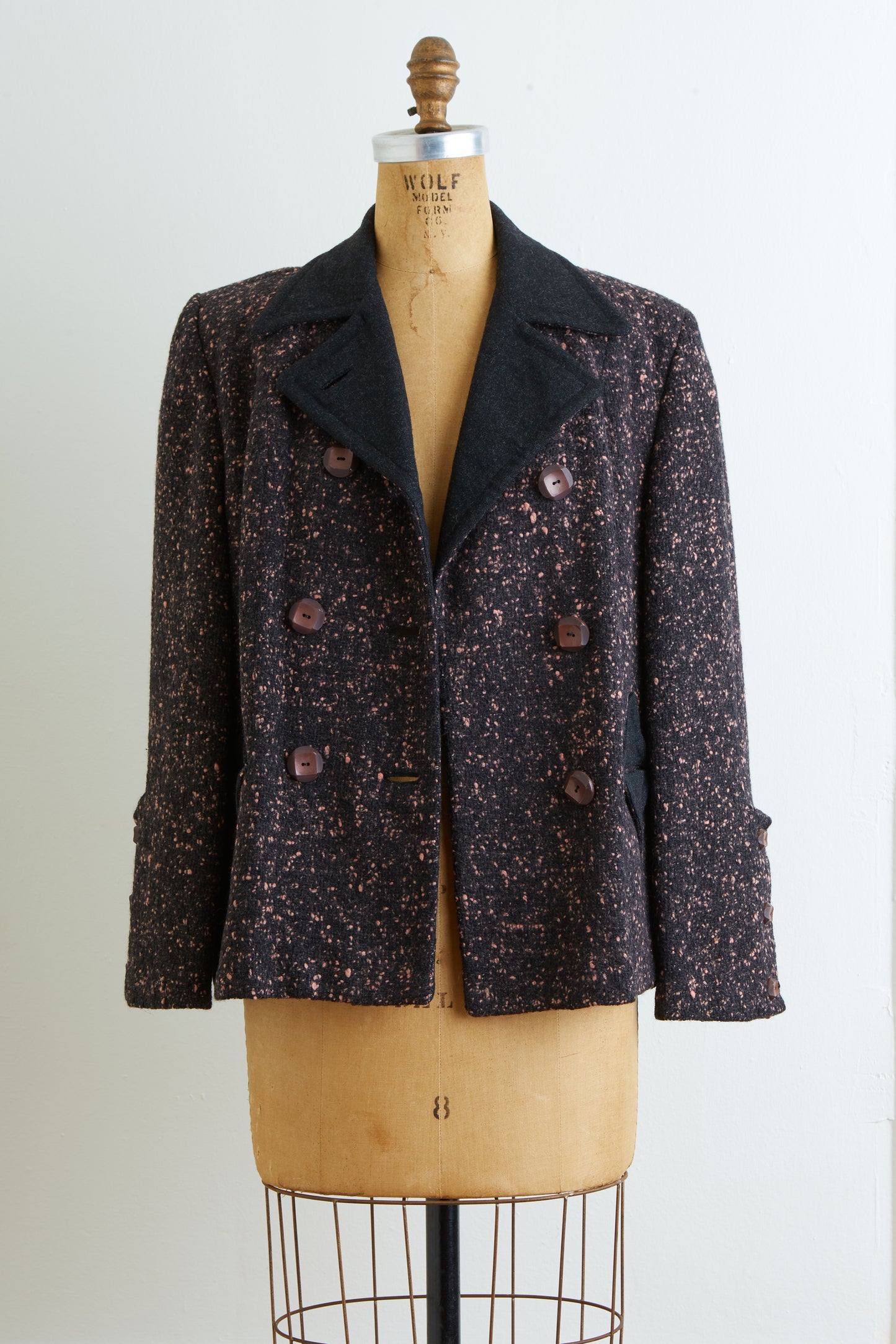 1950s Peach Fleck Double Breasted Jacket