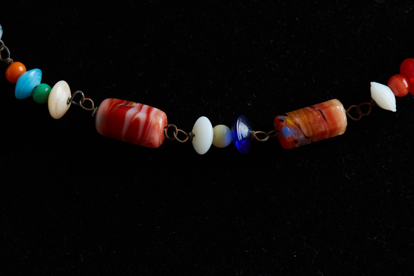 1920s Multicolored Glass Bead Necklace