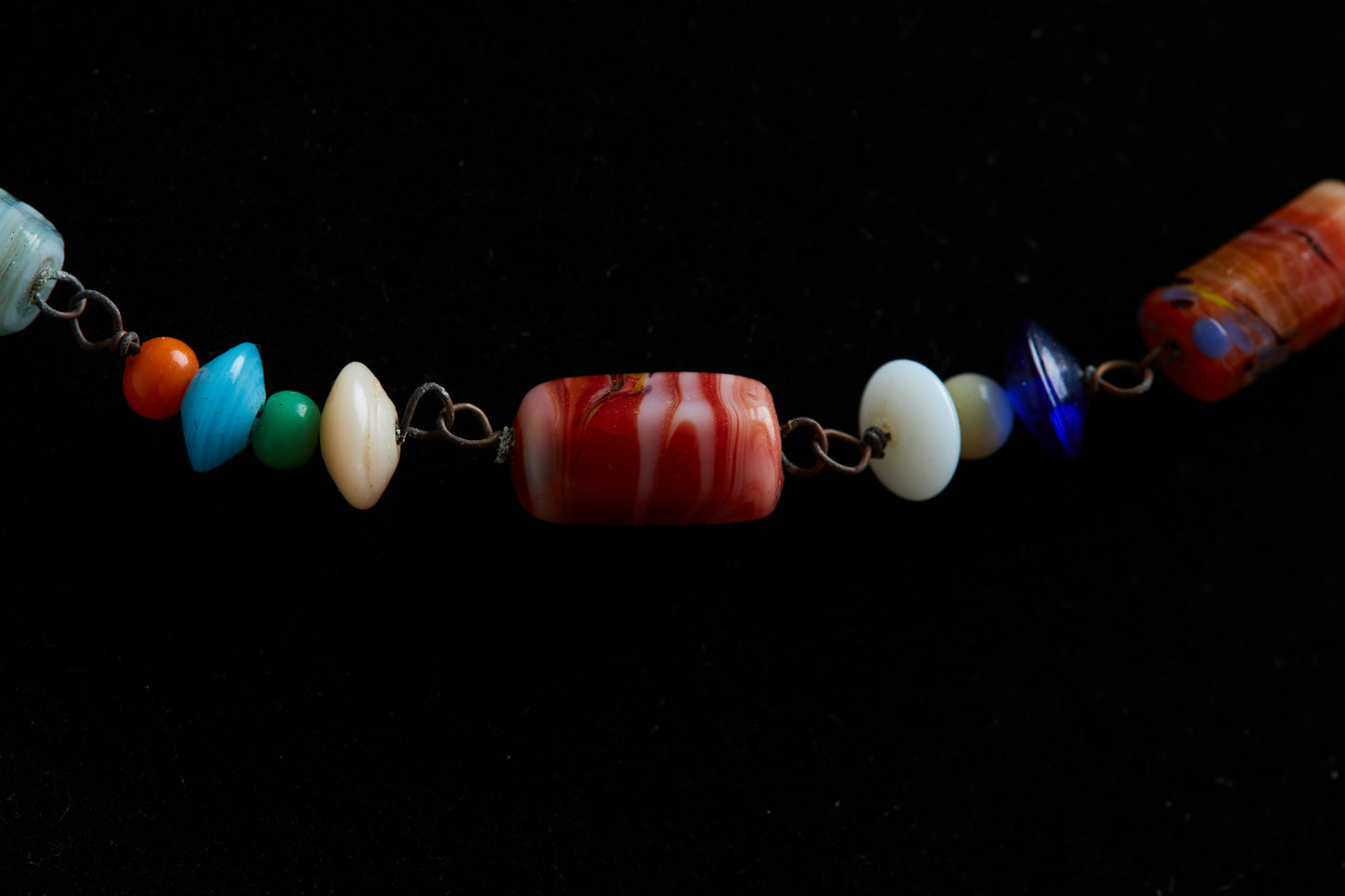 1920s Multicolored Glass Bead Necklace