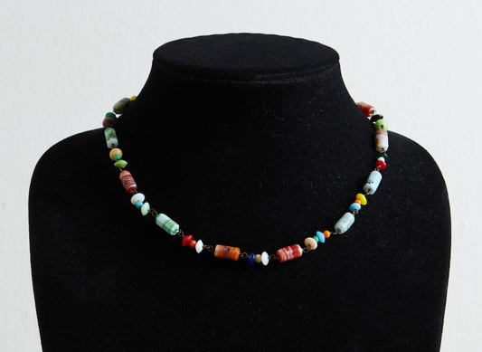 1920s Multicolored Glass Bead Necklace